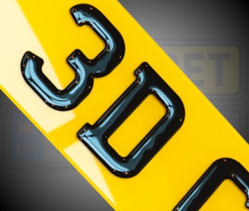 3D gel UK number plates with raised lettering
