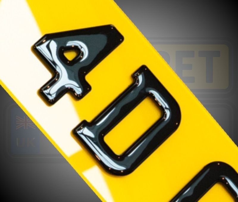 4D gel UK number plates domed lettering finish