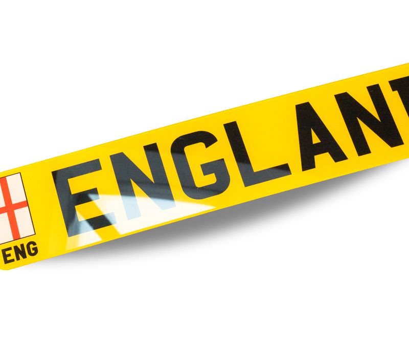 number plate with England badge