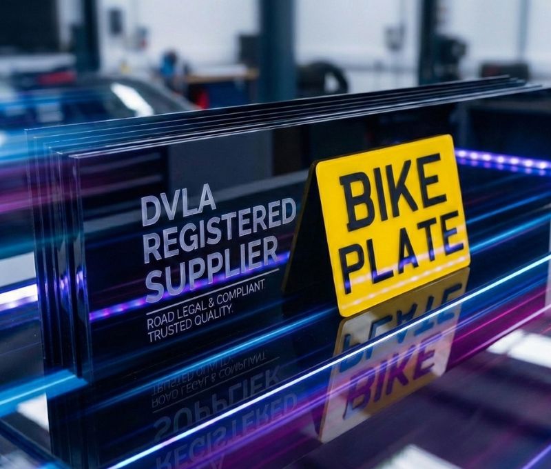 Moterbike UK number plate being fitted on a DVLA digital plate