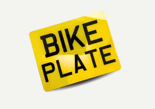 Standard UK Motorbike Number Plate 9x7 inch - Yellow rear plate fitted to motorcycle