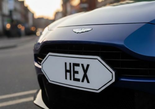Hex Number Plate fitted on a car - Lambo Style, Road Legal, Custom Shaped