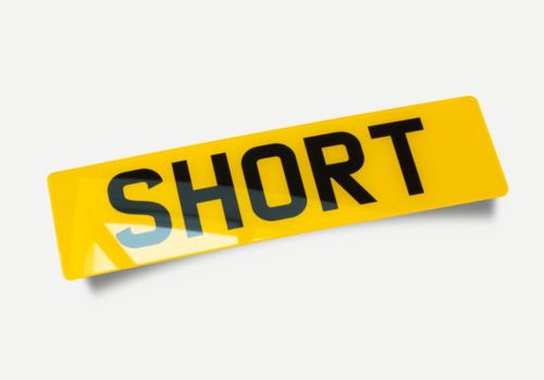 Short UK Number Plate - Custom cut for private registration, fewer characters, road legal