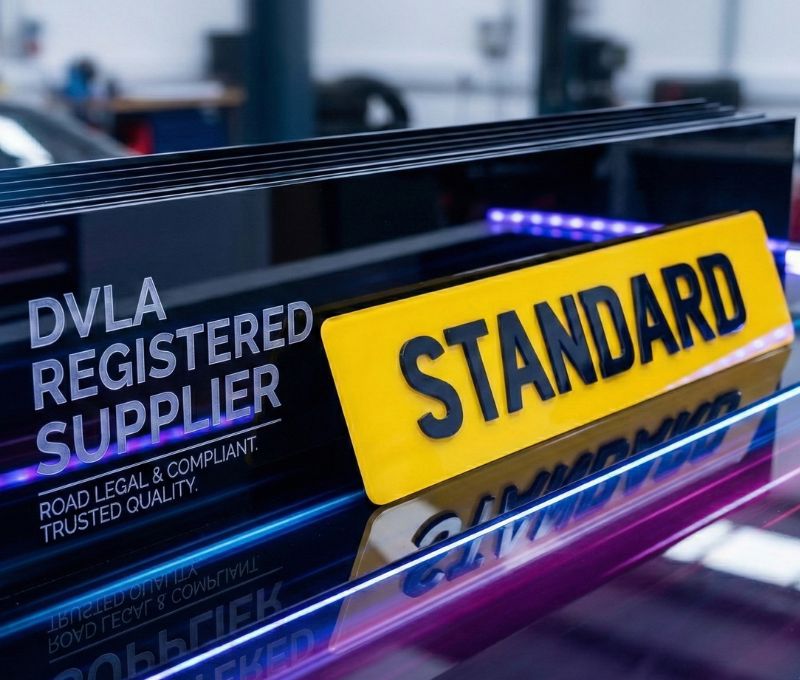 Standard UK number plate being fitted on a DVLA digital plate