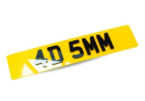 4D Acrylic Number Plate - Laser Cut Black Acrylic Characters on Standard UK Plate, 3mm and 5mm Thickness