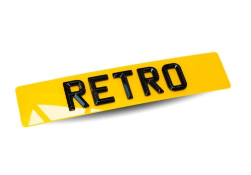 Premium 4D Retro Number Plates - Laser Cut Crystal Style on Deep Black Base