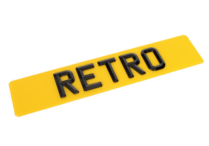 Retro style number plate for classic vehicles