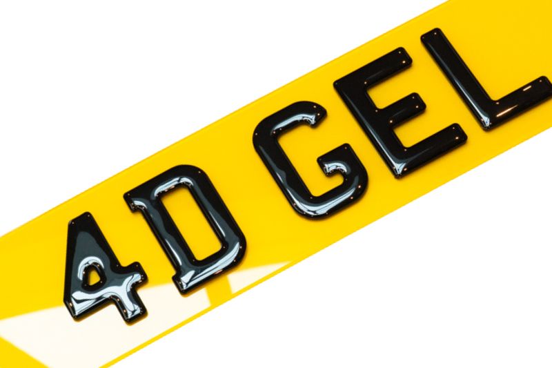 4D gel number plate 5mm domed raised characters