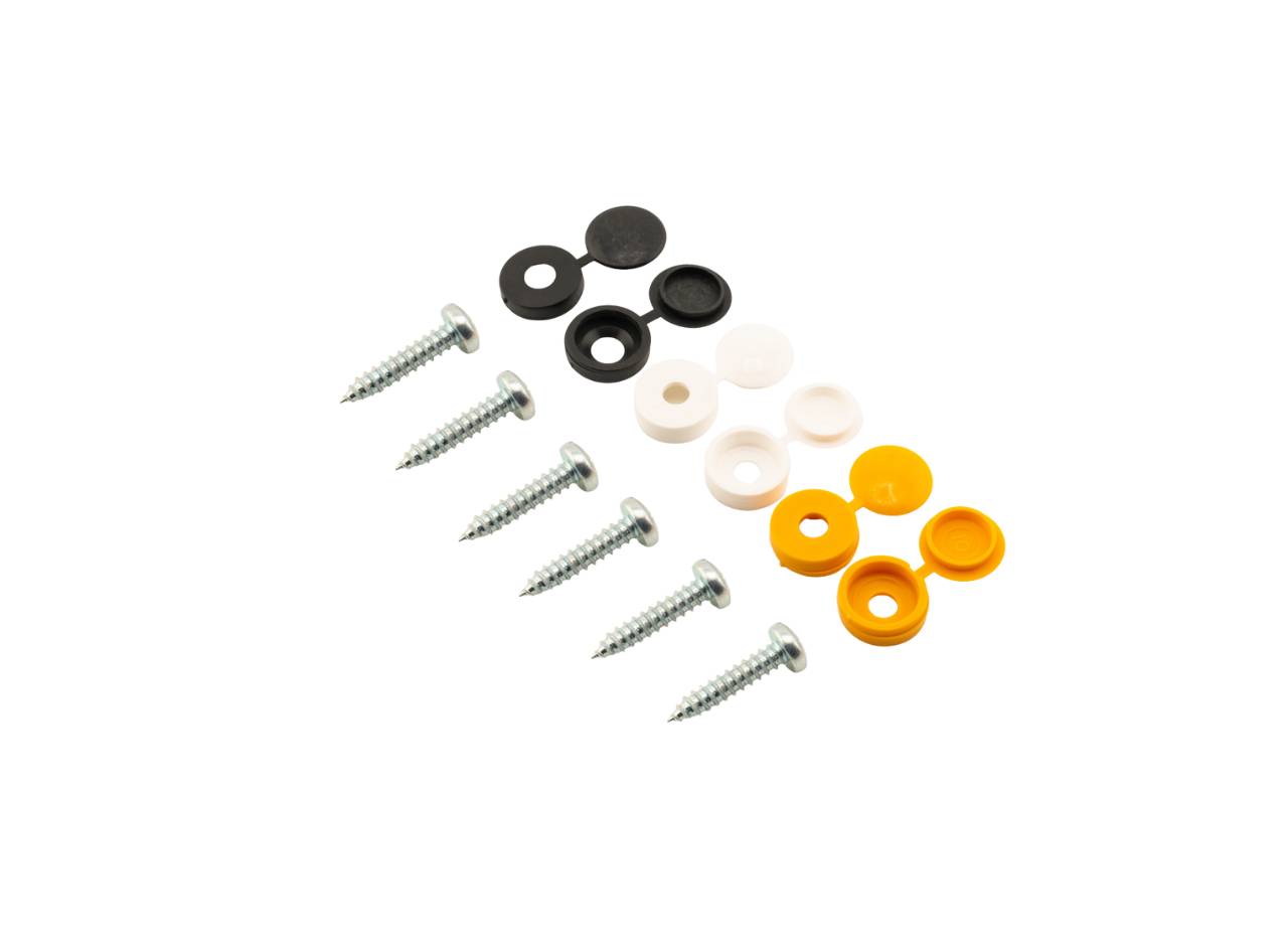 Number plate screws and caps fitting kit