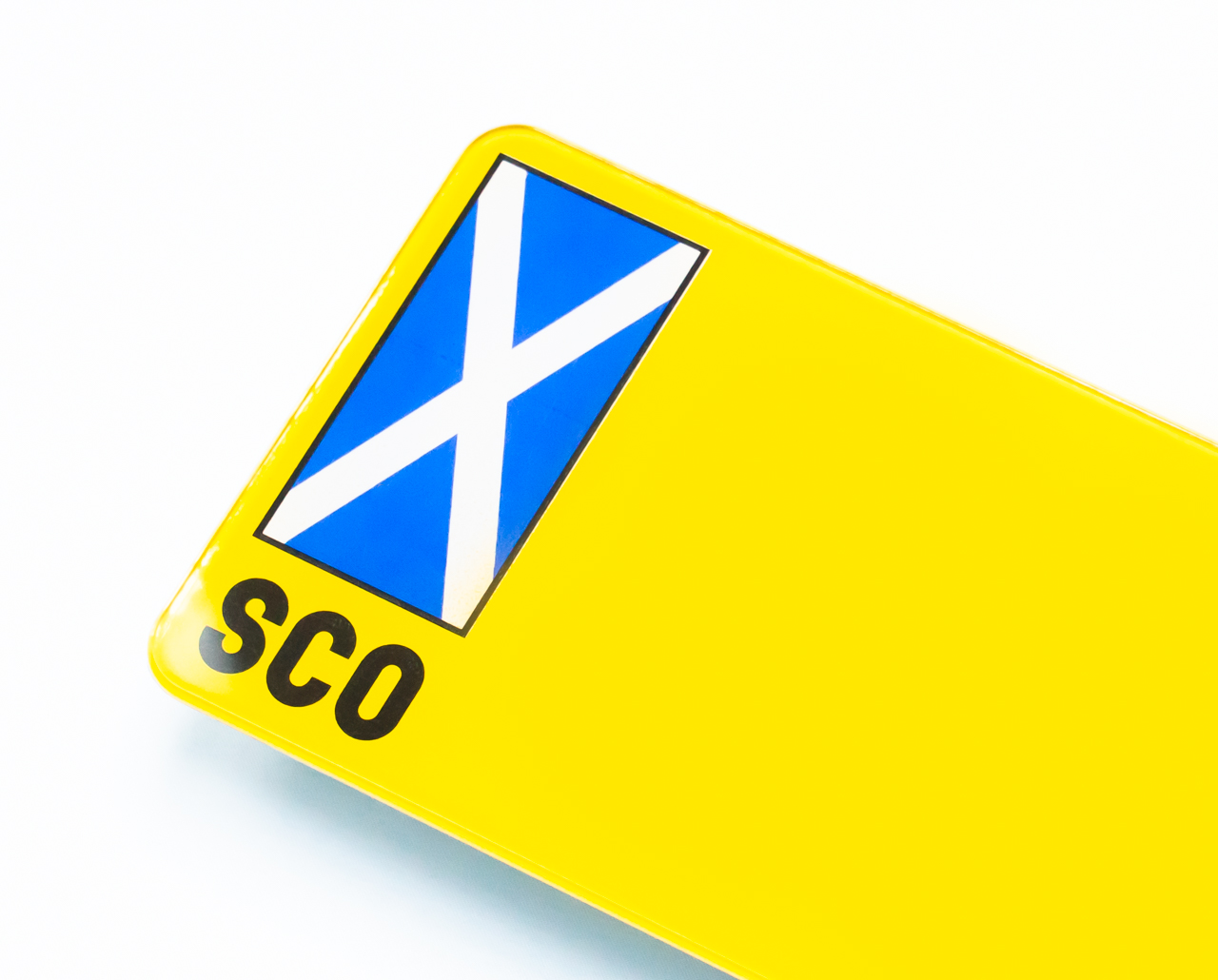 Scotland printed flag badge on number plate