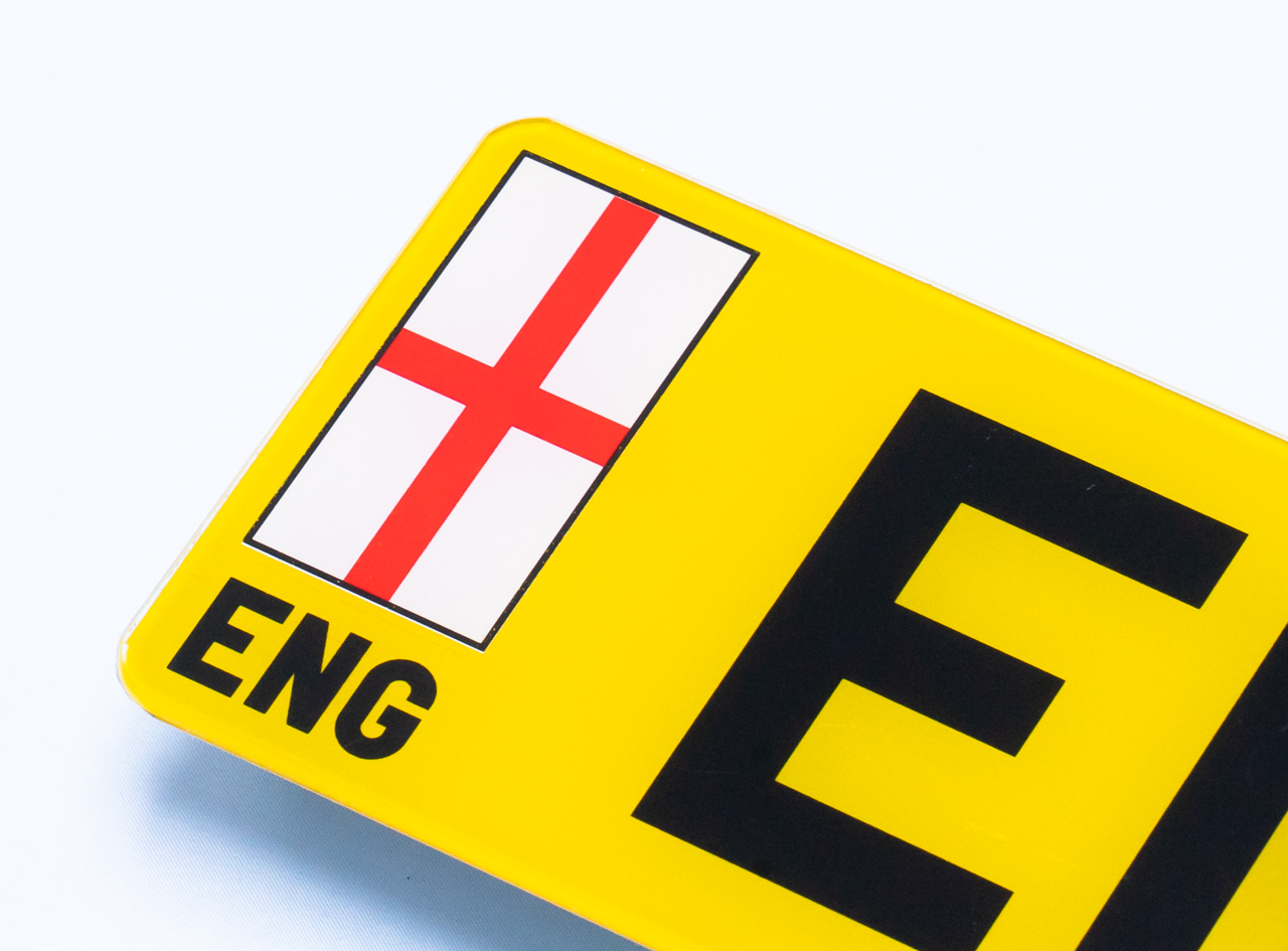 England printed flag badge on number plate