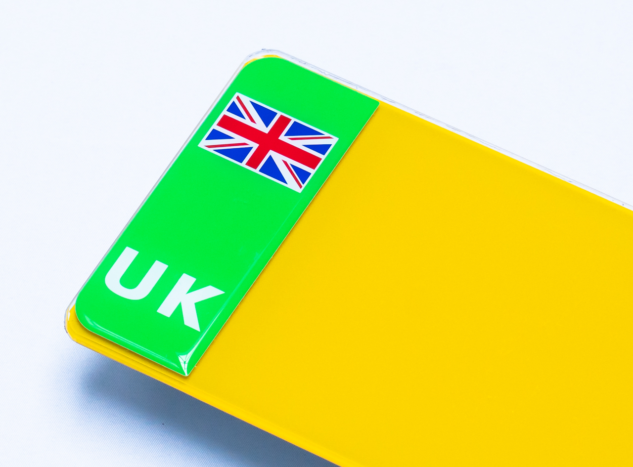 EV gel badge on number plate for electric vehicles