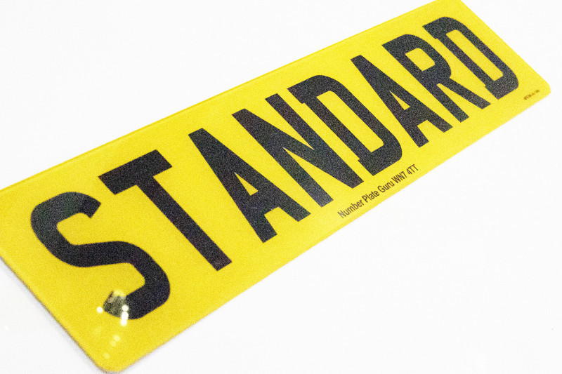 Standard oblong car number plate size 520 by 111 millimetres