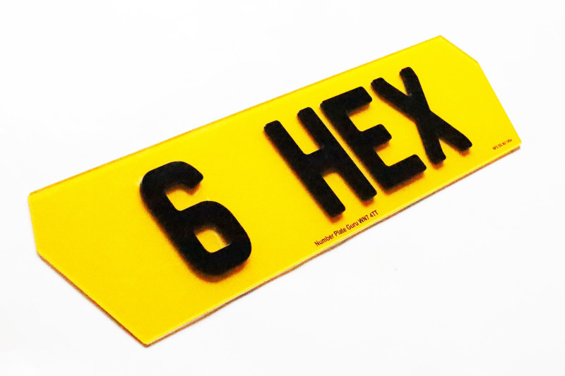 Hex 16 inch number plate compact six sided format